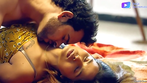 Brunette chick with a sexy dress in a black dress 18+