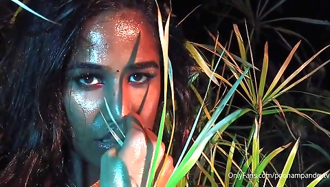 Horny teen in pink bikini is playing with her hot pussy