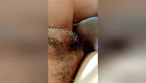 amateur hairy hirappad girl riding a cock in her hairy snatch