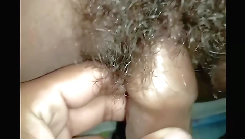 Hairy girl shows off her body in a very intense way