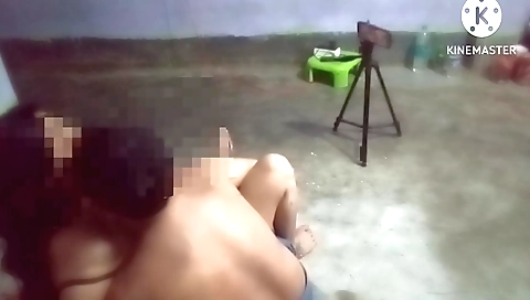 Brunette with big boobs and ass rides on stepbro's big dick