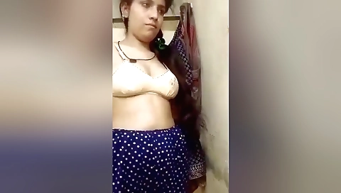 Cute amateur brunette video showing her tits and pussy