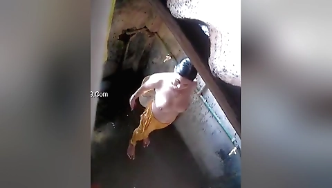 Stunning nude brunette girl showering in a hidden cam video