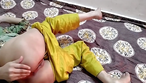 Sexy white skirt and a red dress for a cute indian stepmother