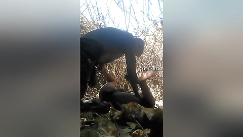 Indian girl with natural breasts is doing outdoor sex