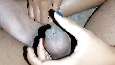 Handjob with a hot indian babe with a wet pussy and a big dick