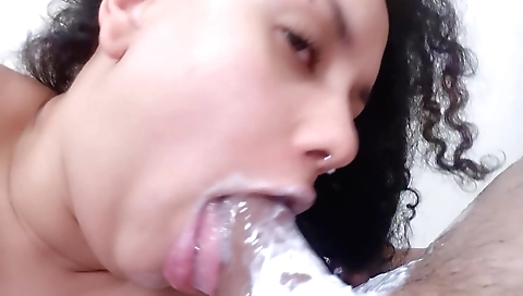 Nervous guy's deep throat is getting facial cumshot