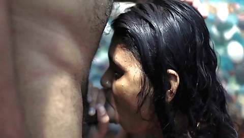 A sexy indian teen 18+ is taking bath with her stepbrother