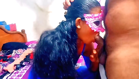 Indian hairy brunette and a dick deepthroat porn video