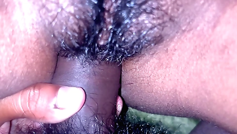 Indian amateur porn video with hairy cunt and cum on it