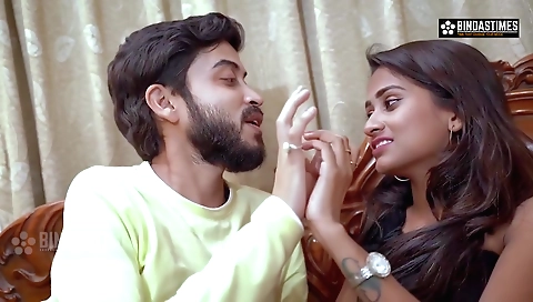 Sexy brunette enjoys shagging in a trio with two men