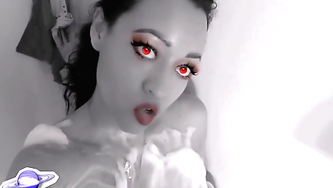 Busty brunette amateur playing with herself in a solo video