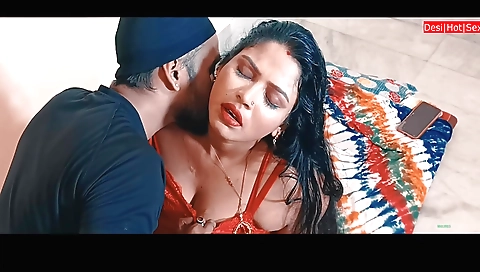 Brunette babe watching porn videos on her mobile phone