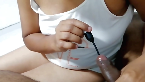 Busty wife sucks and fucks her husband with her favorite toy