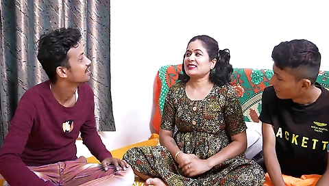 Horny stepsister with big tits gets a facial in the threesome