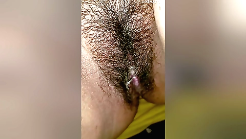 Indian babe with natural crotchia and pussy being fucked together