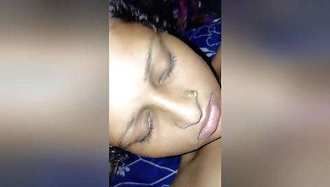 Indian teen with natural body is playing with a dick