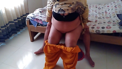 Sexy indian stepmom riding stepson's cock on the webcam