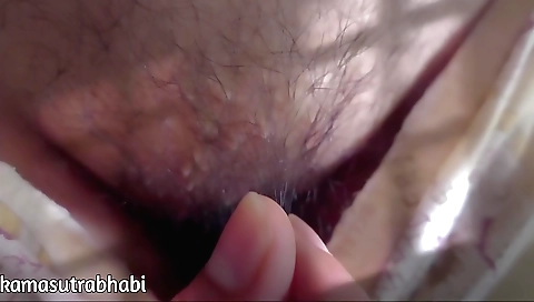 Hairy Indian girl with a shaved pussy and hairy pussy