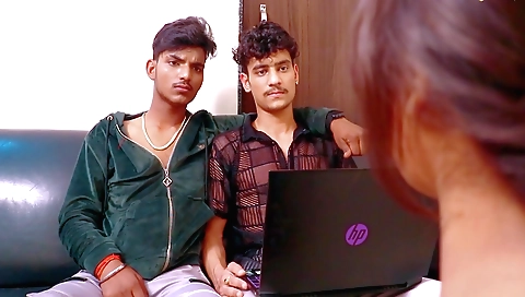 Indian stepmom and her young son are having a threesome