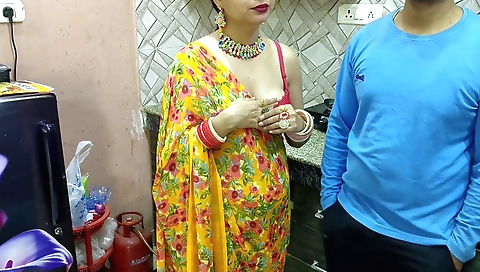 Indian brunette stepsister-in-law sucks on my dick