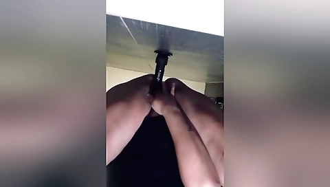 Indian female with natural tits masturbates with toy