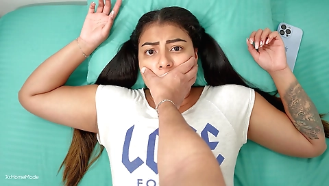 Indian amateur girl with braided hair gets creampied