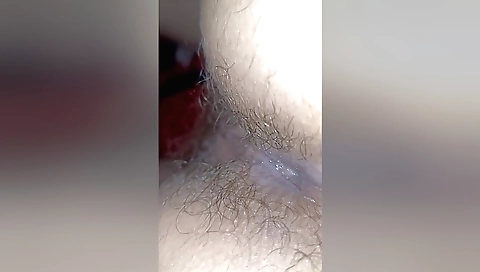 Busty wife gets cum on her hairy pussy after licking
