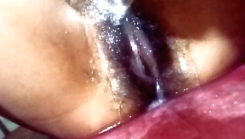 Indian girl masturbates with a vibrator in her hairy pussy